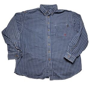 Ariat FR Plaid Featherlight Work Shirt Blue Mens 2XL